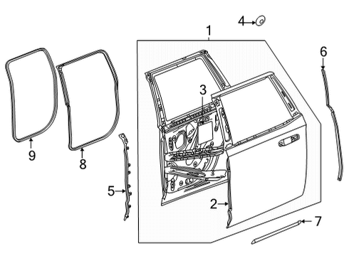 2024 Cadillac Escalade ESV Rear Weatherstrip, Driver Side Diagram for 84861477