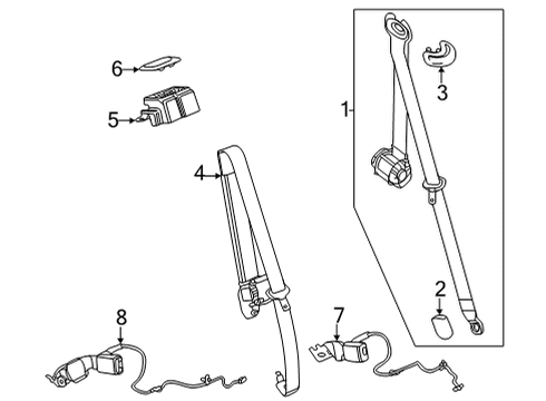 2021 Cadillac Escalade Lap & Shoulder Belt, Driver Side Diagram for 84779907