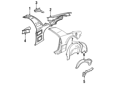 1988 Buick Reatta Inner Structure - Quarter Panel Diagram