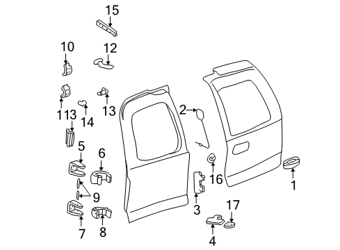 2002 Chevy Suburban 2500 Back Door - Lock & Hardware Diagram