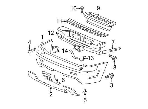 2007 Chevy Trailblazer Bumper & Components - Rear Diagram 3 - Thumbnail
