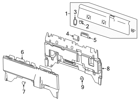 2018 Chevy Silverado 1500 Rear Trim Panel, Black, Front Diagram for 23471733