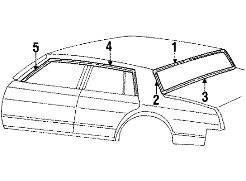 1984 Oldsmobile Cutlass Supreme Drip Rail, Passenger Side Diagram for 20339444