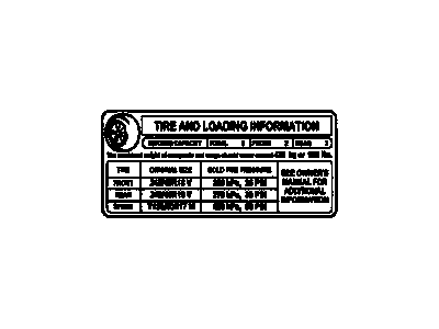 Pontiac 92203751 Tire Pressure Label