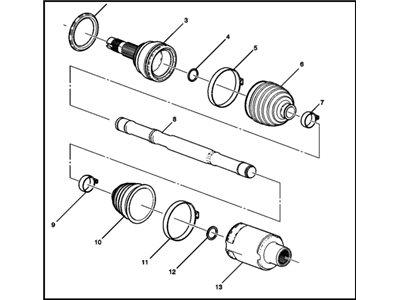Chevy 95090833 SHAFT,FRONT WHEEL DRIVE HALF(CODE ABF7,ABAR,AA4H)(INCLUDES 2-13)(CODE AA4H)