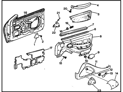 Pontiac 22603989 TRIM,FRONT SIDE DOOR(INCLUDES 5,6,8,11,14,17)(NEUTRAL)