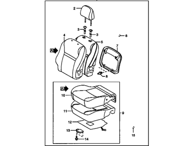 Pontiac 19204933 SEAT,PASS(W/BELT)(INCLUDES 2-14)(GRAY)(INCLUDES: INFLATOR RESTRAINT MODULE, POSITION SENSOR,& ADJUSTER COVERS)(DOUBLE STITCH)(1ST DESIGN 19185010)