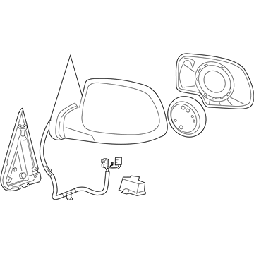 15124827 GM Mirror Assembly, Black, Rear Driver Side Illustration 1 of 1