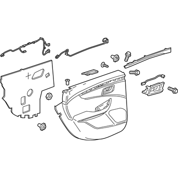 GM 23111548 Door Trim Panel, Black, Rear Passenger Side 23111548 GM Door Trim Panel, Black, Rear Passenger Side Illustration 1 of 1
