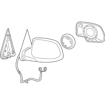 15226944 GM Mirror, Black, Rear Driver Side Illustration 1 of 1