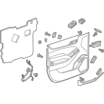 GM 84676612 Door Trim Panel, Black, Front Driver Side 84676612 GM Door Trim Panel, Black, Front Driver Side Illustration 1 of 1