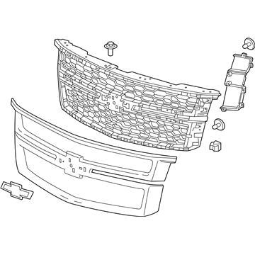 GM 84724083 Grille Assembly, Black; Gold Emblem, Front Upper 84724083 GM Grille Assembly, Black; Gold Emblem, Front Upper Illustration 1 of 1